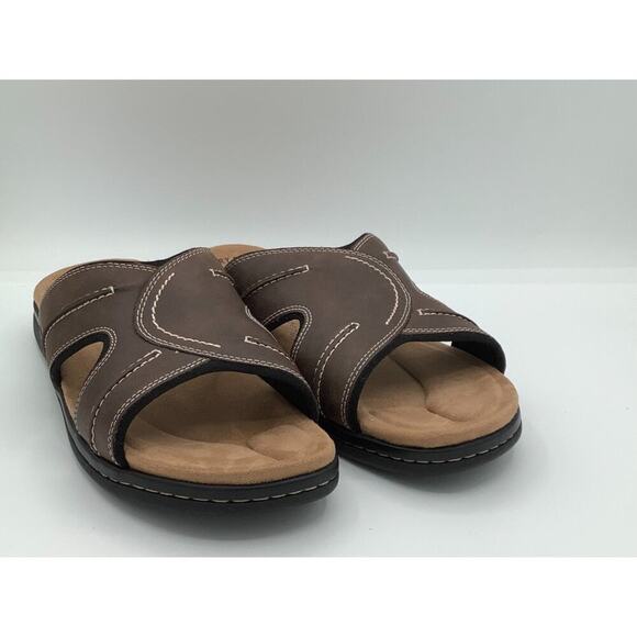 Dockers Sandals Mens 12M Sunland Slides Brown Memory Foam Open Toe Shoes EUC - Picture 1 of 8